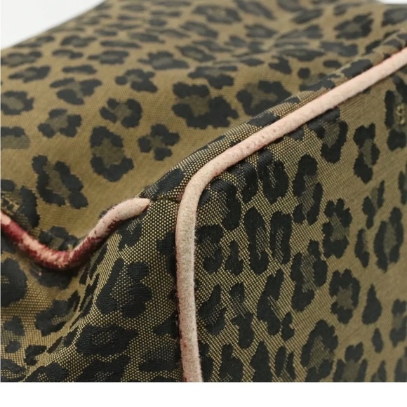 Auth FENDI Leopard Canvas Vanity Pouch Brown Red - Picture 8 of 12